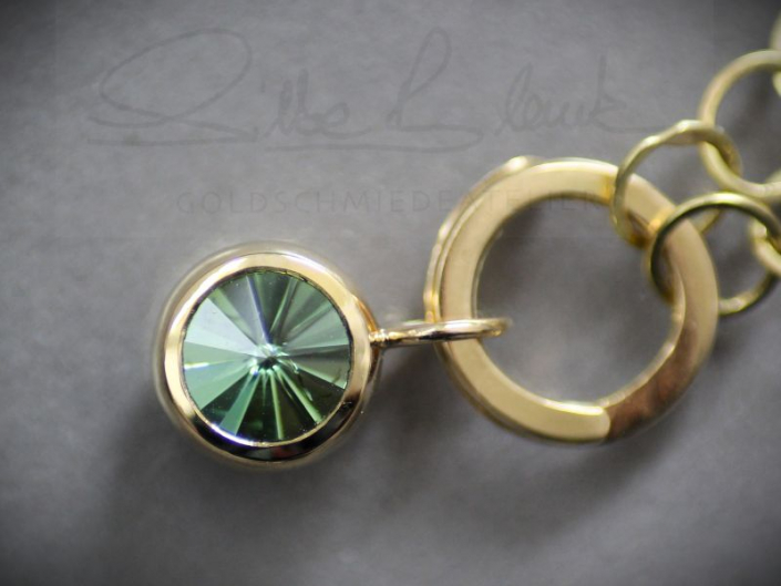 Anhaenger DISTELLE Gold Turmalin SPIRIT SUN 7,5mm zartgrün
